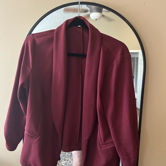 Maurices Jackets & Blazers - Women's Burgundy Open-front Blazer